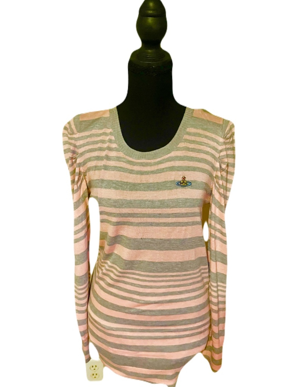 ⚜️Vivienne Westwood Red Label Striped Silk-Blend Knit Top with Orb Logo